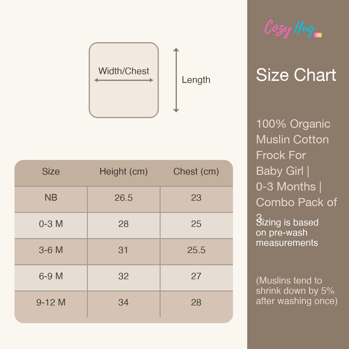 100% Organic Muslin Cotton Frock For Baby Girl | 0-3 Months | Combo Pack of 3