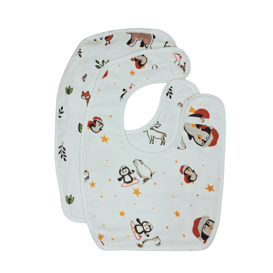 100% Organic Muslin Baby Bibs - Pack of 2 - Assorted