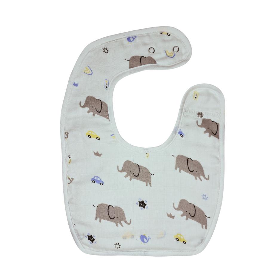 100% Organic Muslin Baby Bib - Elephant
