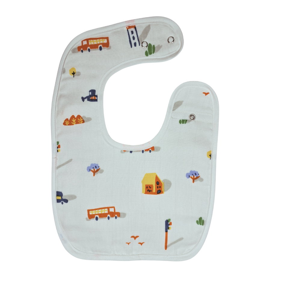100% Organic Muslin Baby Bib - House