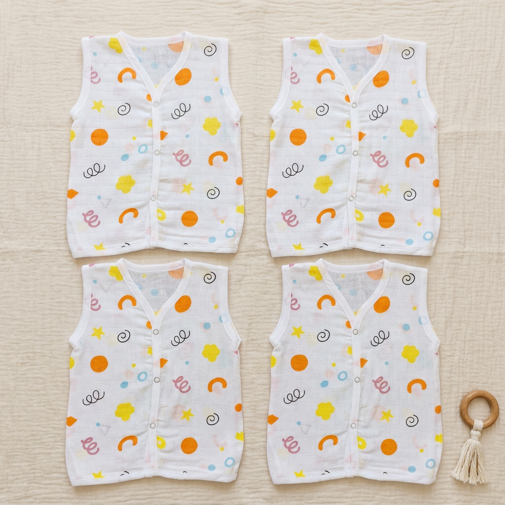Organic Cotton Muslin Jabla Button | For Boys & Girls | Combo Pack of 3 | Assorted