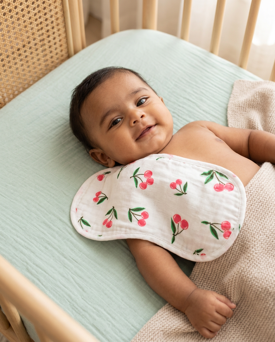 Organic Muslin Burp cloth - Cherry