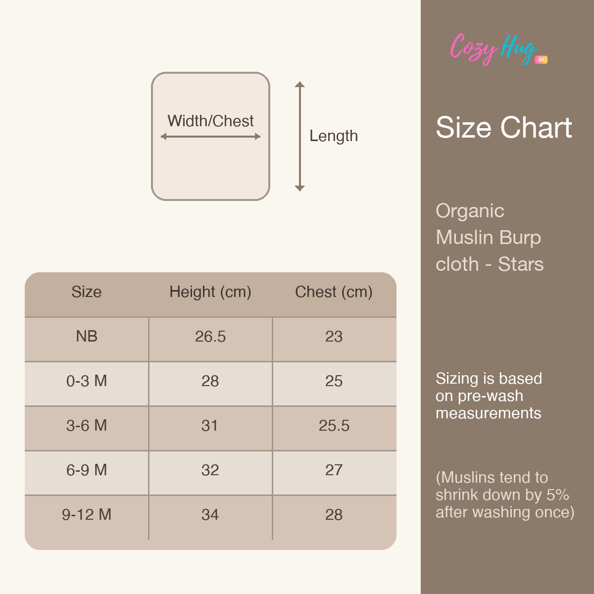 Organic Muslin Burp cloth - Stars