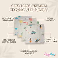 100% Muslin Baby Wipe Clothes - Pack of 4 - Assorted