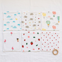 100% Muslin Baby Wipe Clothes - Pack of 6 - Assorted