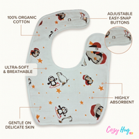 100% Organic Muslin Baby Bib - Baby Penguin