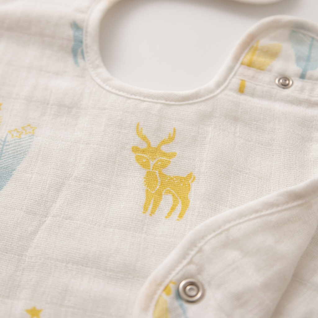 100% Organic Muslin Baby Bib - Deer