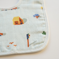 100% Organic Muslin Baby Bib - House