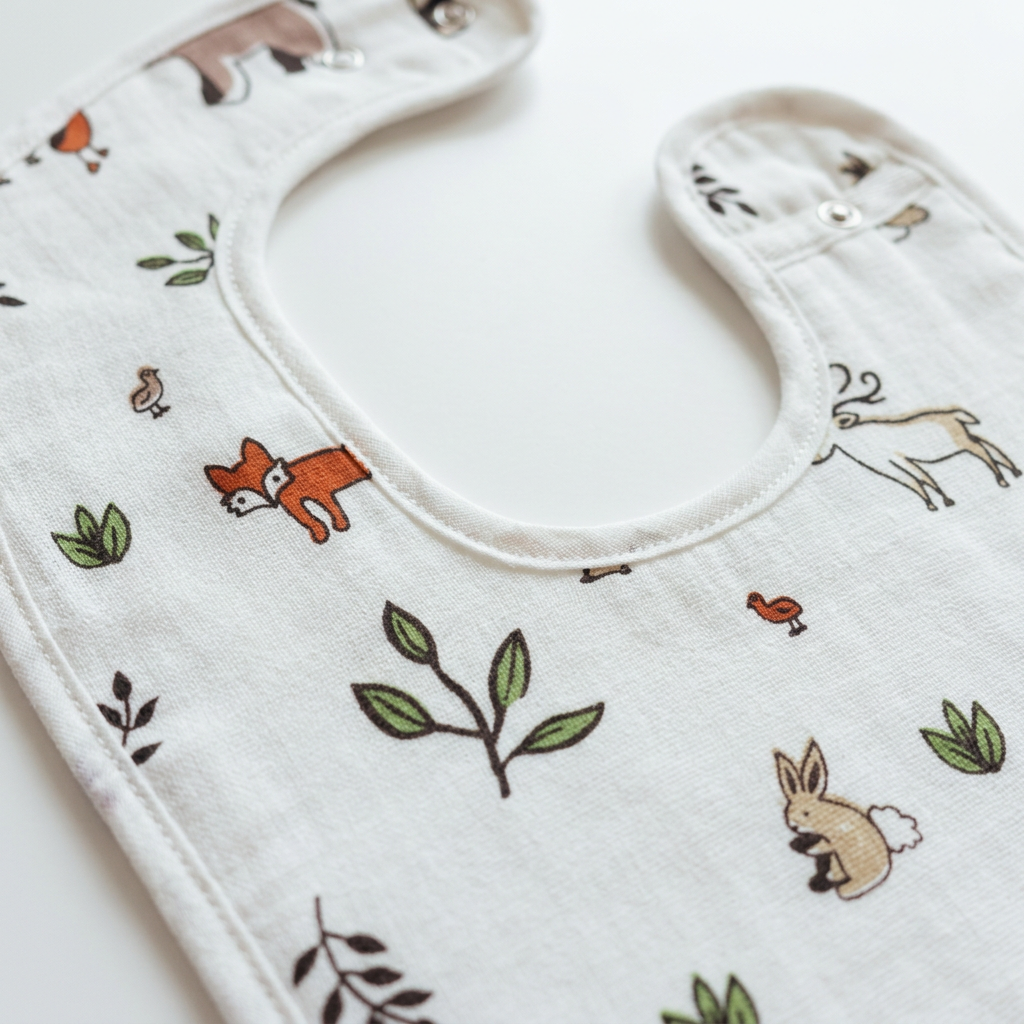 100% Organic Muslin Baby Bib - Rabbit