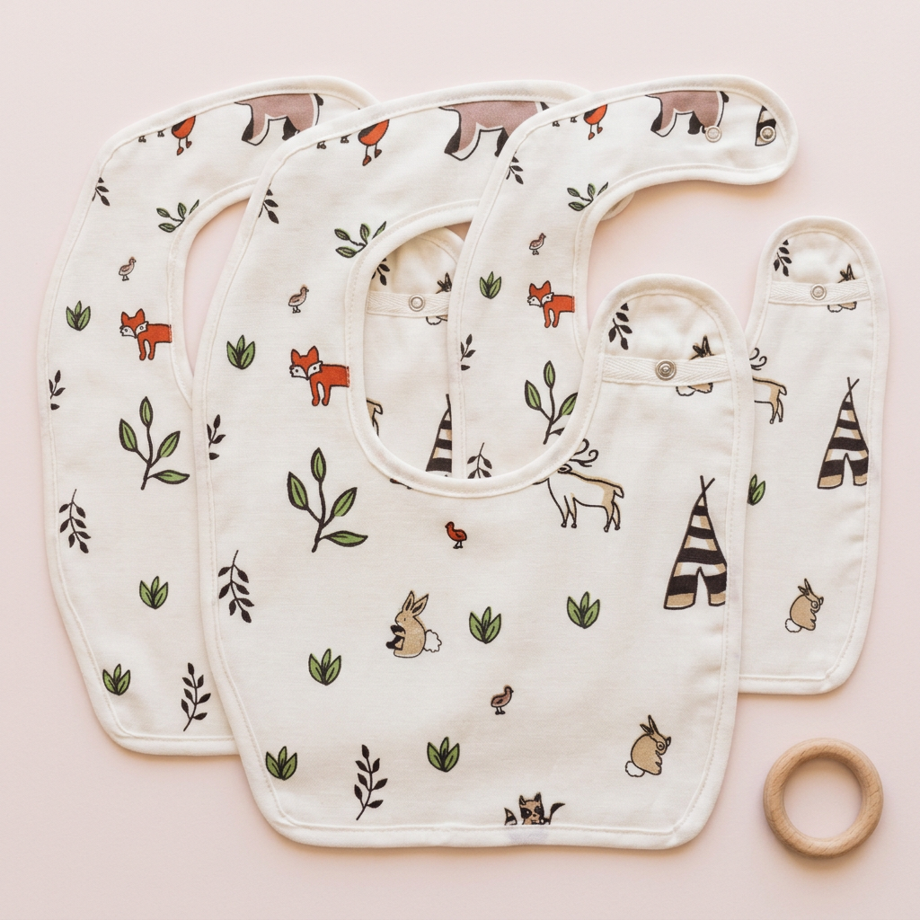 100% Organic Muslin Baby Bib - Rabbit