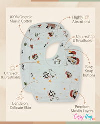 100% Organic Muslin Baby Bibs - Pack of 2 - Assorted