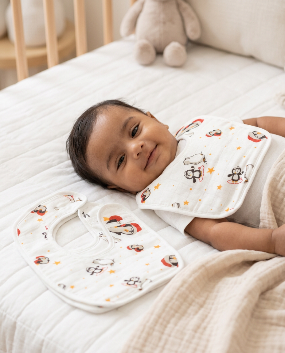 100% Organic Muslin Baby Bibs - Pack of 2 - Assorted