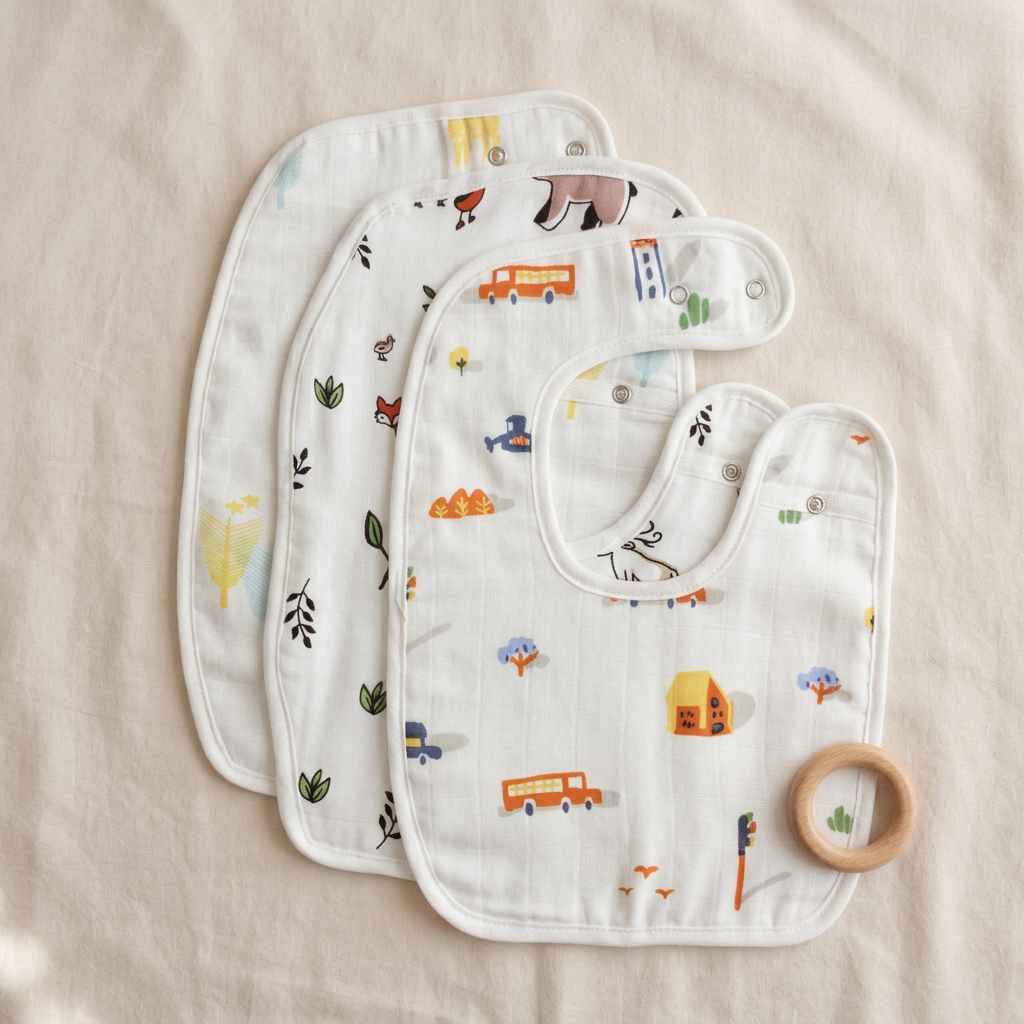100% Organic Muslin Baby Bibs - Pack of 3 - Assorted