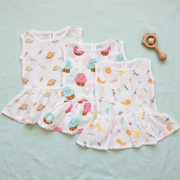 100% Organic Muslin Cotton Frock For Baby Girl | 0-3 Months | Combo Pack of 3