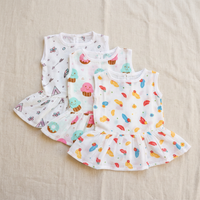 100% Organic Muslin Cotton Frock For Baby Girl | 3-6 Months | Combo Pack of 5