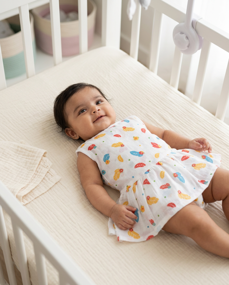 100% Organic Muslin Cotton Frock For Baby Girl | 0-3 Months | Combo Pack of 5