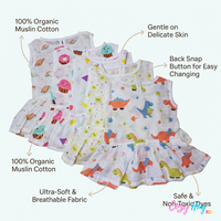 100% Organic Muslin Cotton Frock For Baby Girl | 3-6 Months | Combo Pack of 5