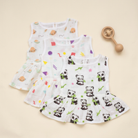 100% Organic Muslin Cotton Frock For Baby Girl | 6-12 Months | Combo Pack of 3