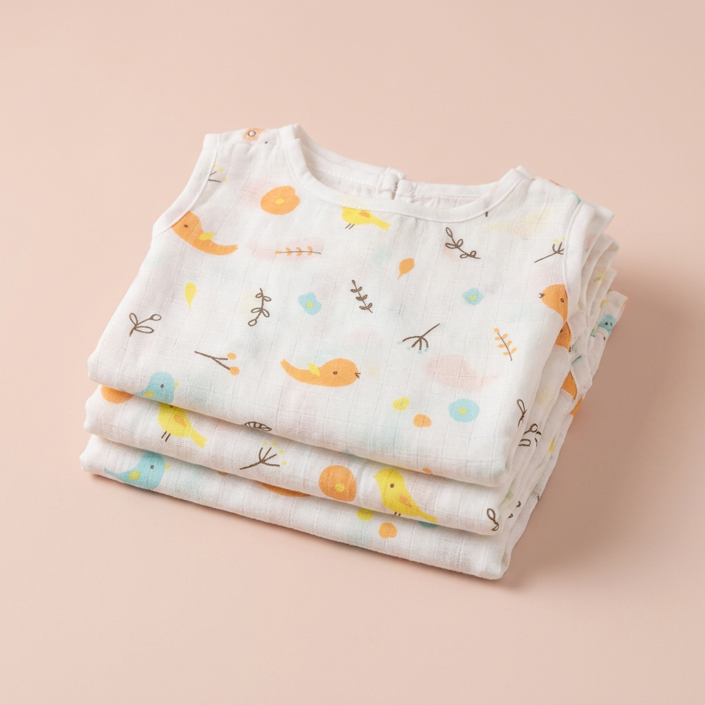 100% Organic Muslin Cotton Frock For Baby Girl | Bird | 0-3 months