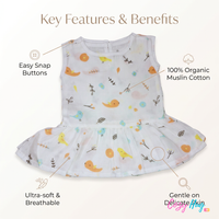 100% Organic Muslin Cotton Frock For Baby Girl | Bird | 0-3 months