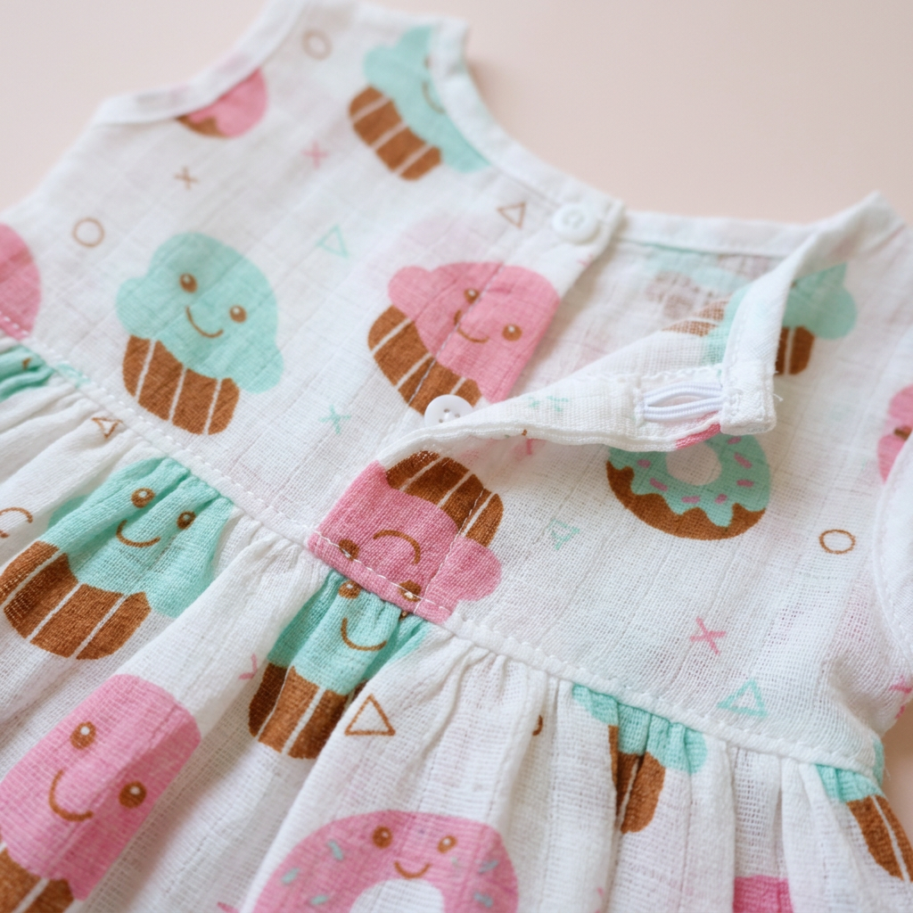 100% Organic Muslin Cotton Frock For Baby Girl | Cup Cake