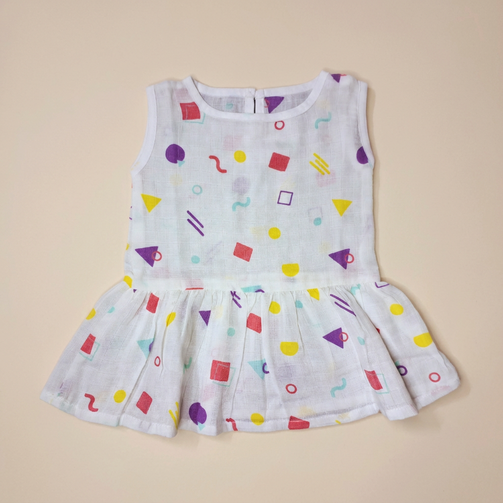 100% Organic Muslin Cotton Frock For Baby Girl | 3-6 Months | Combo Pack of 5
