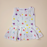 100% Organic Muslin Cotton Frock For Baby Girl | Dino | 3-6 months