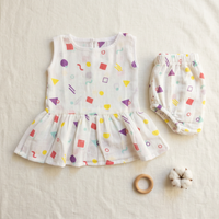 100% Organic Muslin Cotton Frock For Baby Girl | Dino | 3-6 months