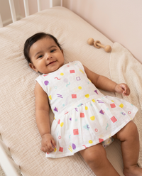 100% Organic Muslin Cotton Frock For Baby Girl | Dino | 3-6 months