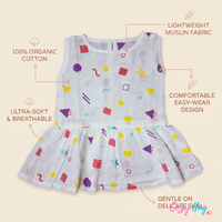 100% Organic Muslin Cotton Frock For Baby Girl | Geometry