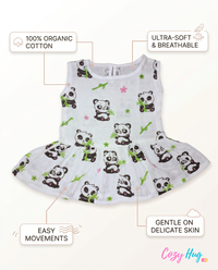 100% Organic Muslin Cotton Frock For Baby Girl | Panda | 6-12 months