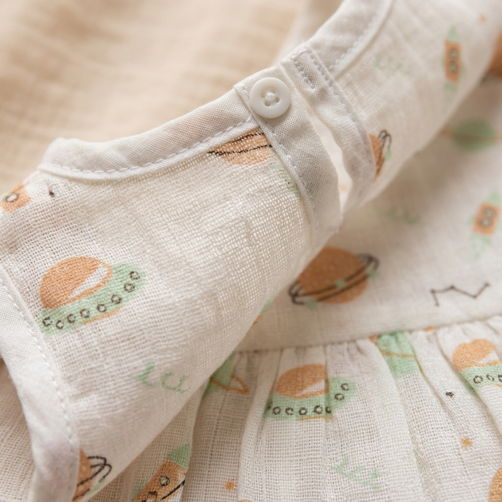 100% Organic Muslin Cotton Frock For Baby Girl | Space