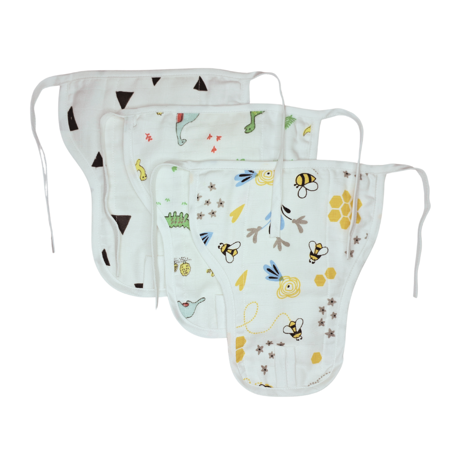 Muslin Nappy- 100% Organic Cotton - Assorted (Pack Of 3)
