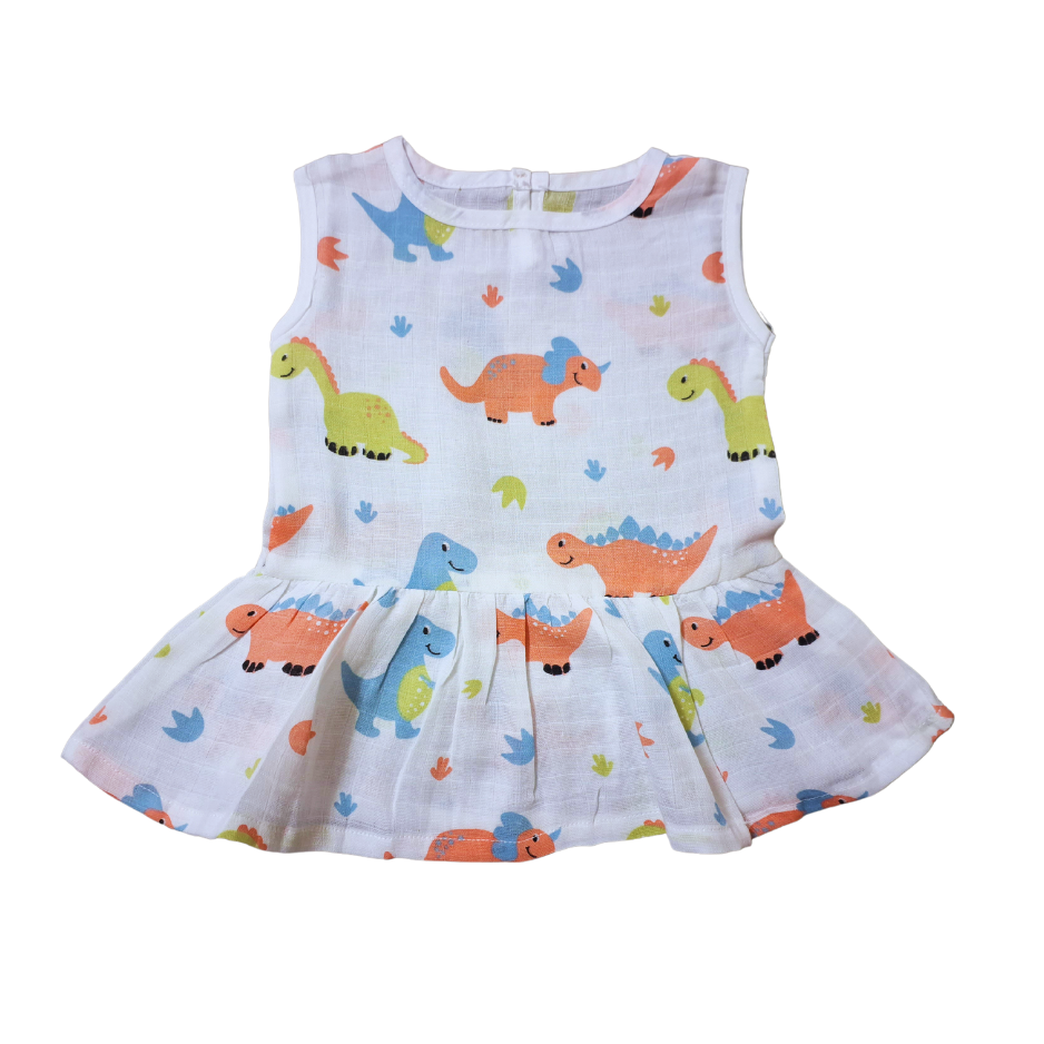 100% Organic Muslin Cotton Frock For Baby Girl | 3-6 Months | Combo Pack of 5