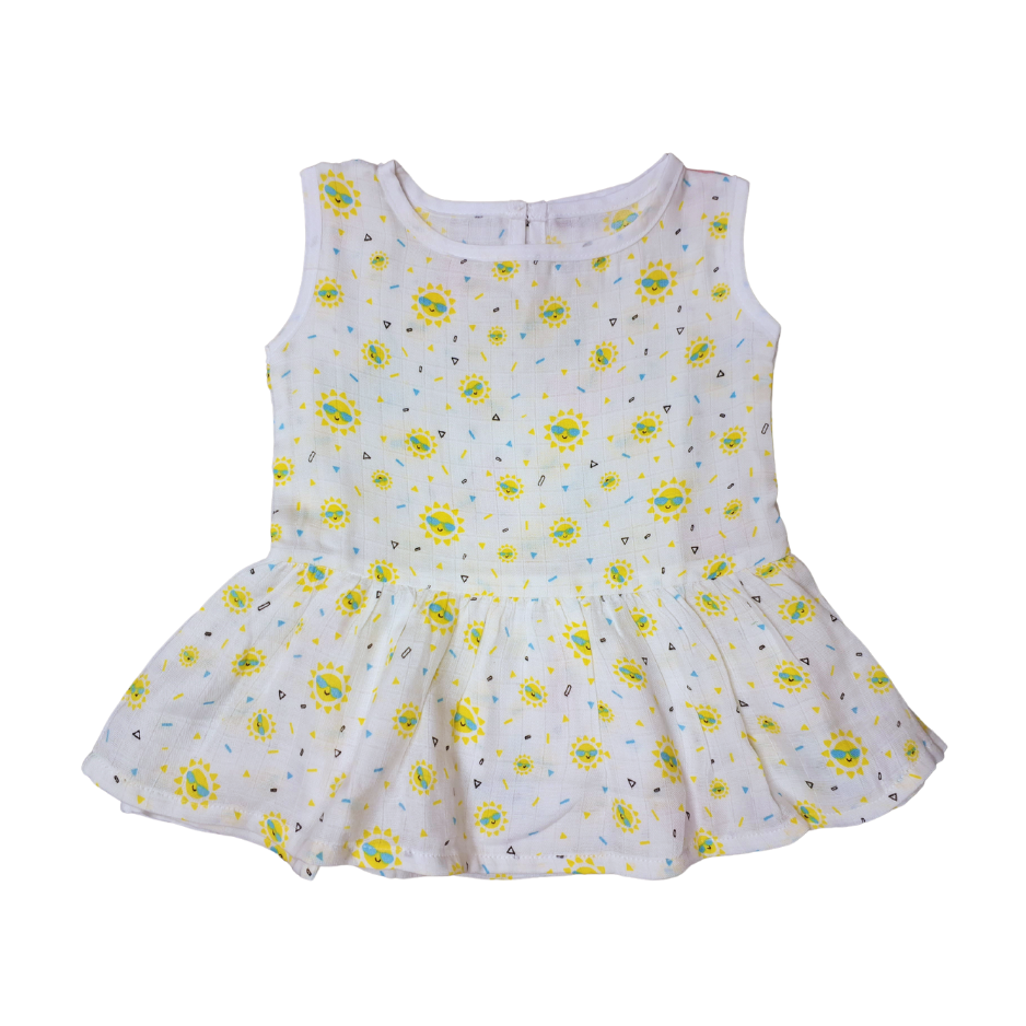 100% Organic Muslin Cotton Frock For Baby Girl | Sun Glass