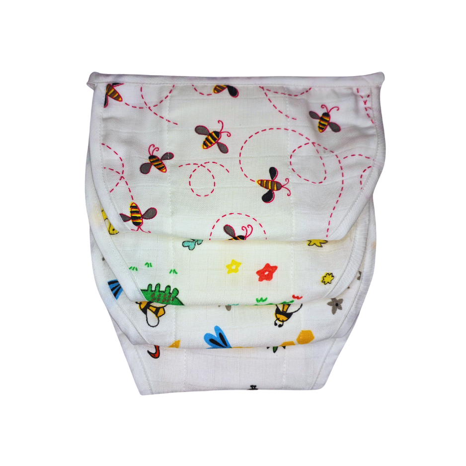 Muslin Nappy- 100% Organic Cotton - Assorted (Pack Of 4)
