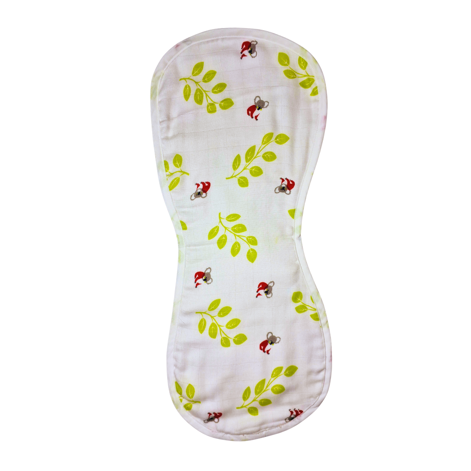 Organic Muslin Burp cloth - Panda Green leaves
