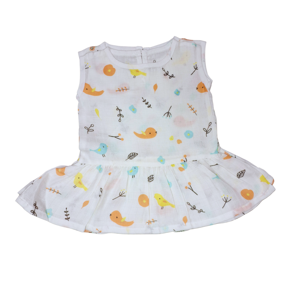 100% Organic Muslin Cotton Frock For Baby Girl | 0-3 Months | Combo Pack of 5