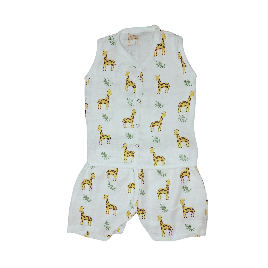 Jabla Co Ord Set - Jabla Shorts - 100% Organic Muslin Cotton - Giraffe