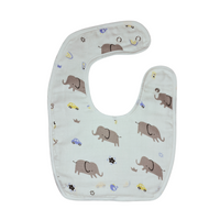 100% Organic Muslin Baby Bib - Elephant