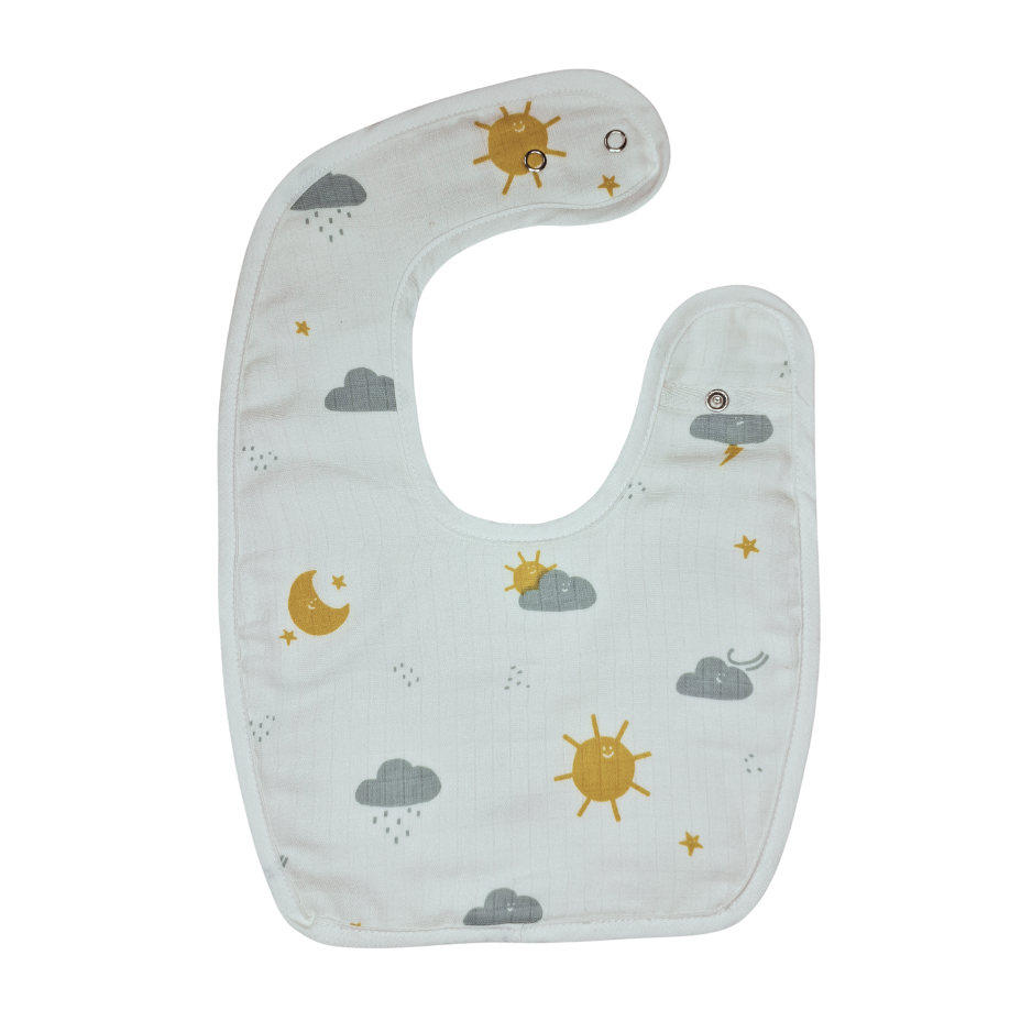 100% Organic Muslin Baby Bib - Clouds