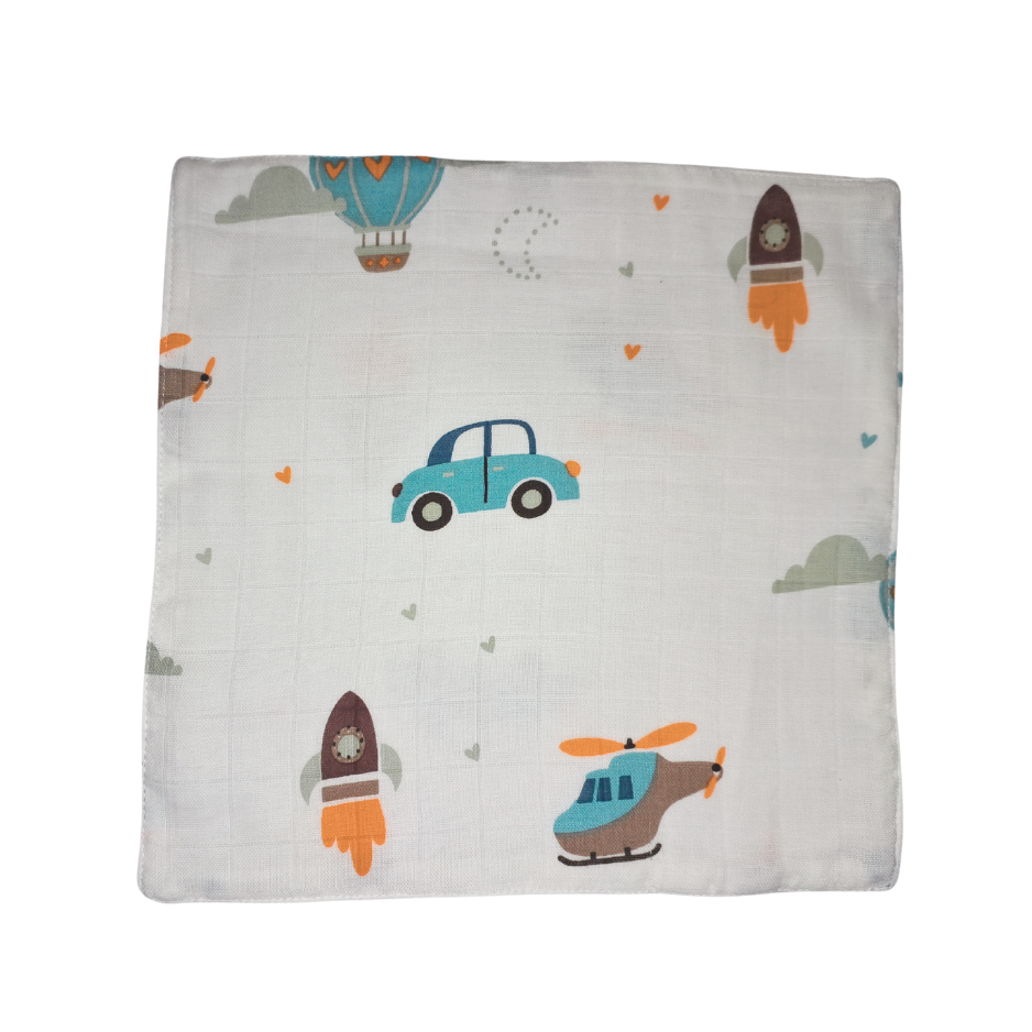 100% Muslin Baby Wipe Clothes - Pack of 3 - Assorted