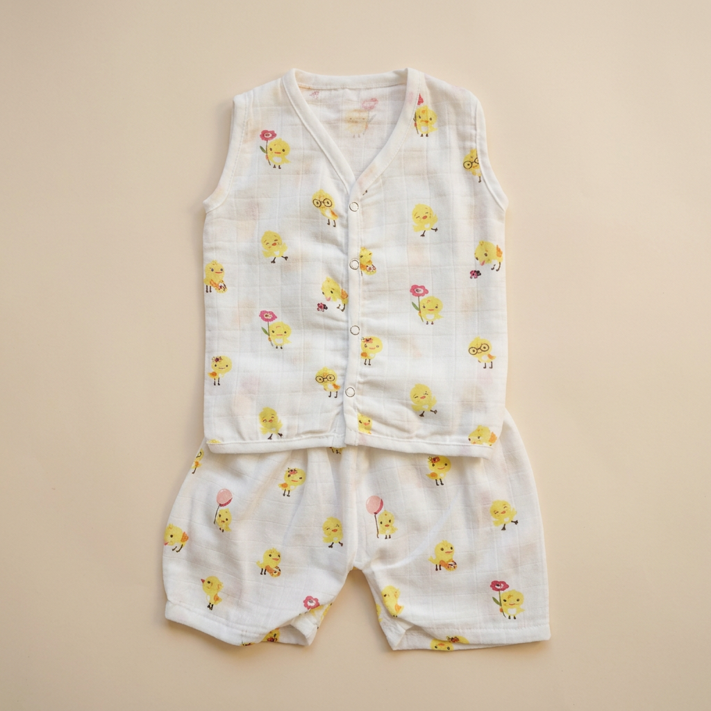 Jabla Co Ord Set - Jabla Shorts - 100% Organic Muslin Cotton - Little Chick