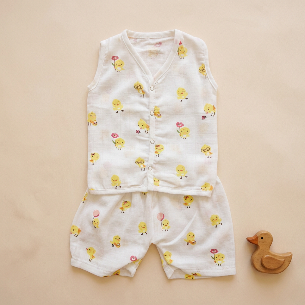 Jabla Co Ord Set - Jabla Shorts - 100% Organic Muslin Cotton - Little Chick