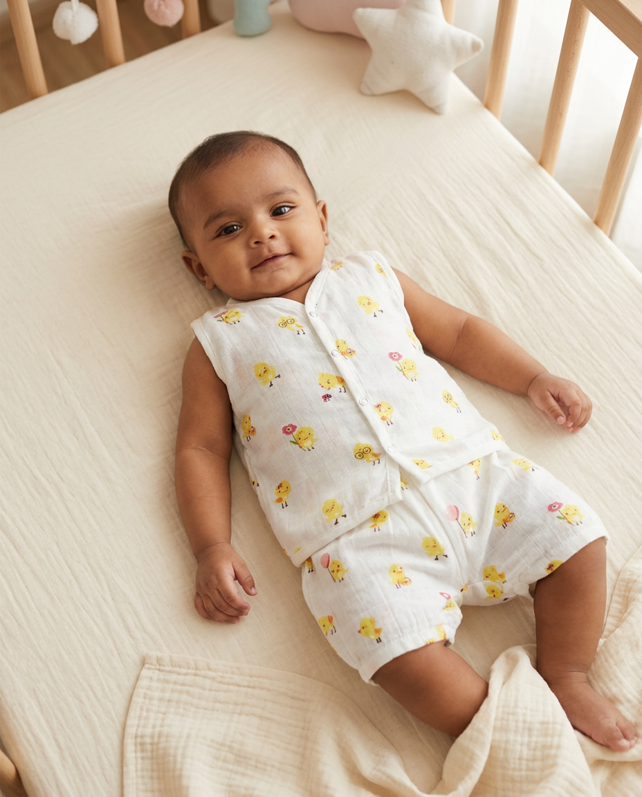 Jabla Co Ord Set - Jabla Shorts - 100% Organic Muslin Cotton - Little Chick