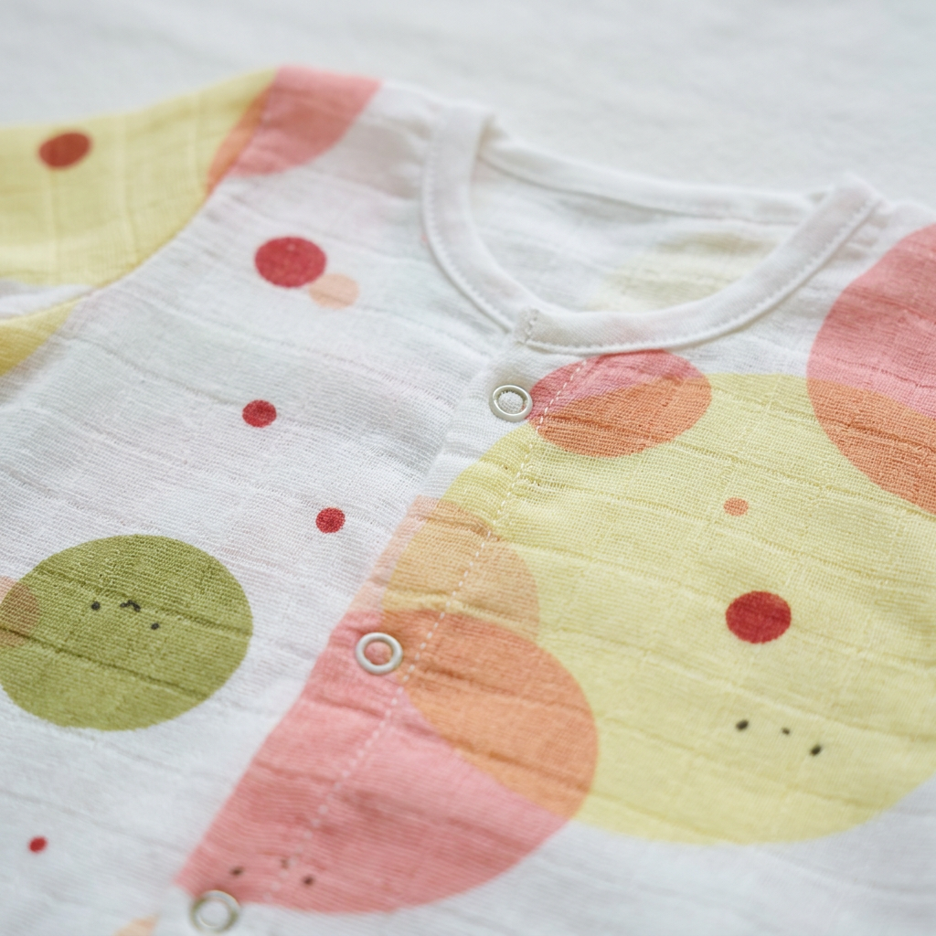 Baby Night Suit Jabla & Pants / Pyjama Set - 100% Organic Muslin Cotton - Circle Pattern