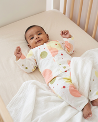 Baby Night Suit Jabla & Pants / Pyjama Set - 100% Organic Muslin Cotton - Circle Pattern
