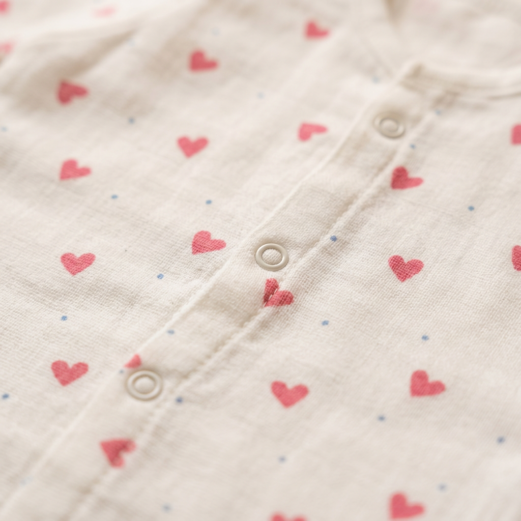 Baby Night Suit Jabla & Pants / Pyjama Set - 100% Organic Muslin Cotton - Hearts