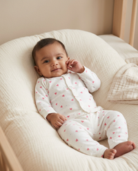 Baby Night Suit Jabla & Pants / Pyjama Set - 100% Organic Muslin Cotton - Hearts
