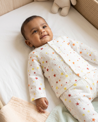 Baby Night Suit Jabla & Pants / Pyjama Set - 100% Organic Muslin Cotton - Stars